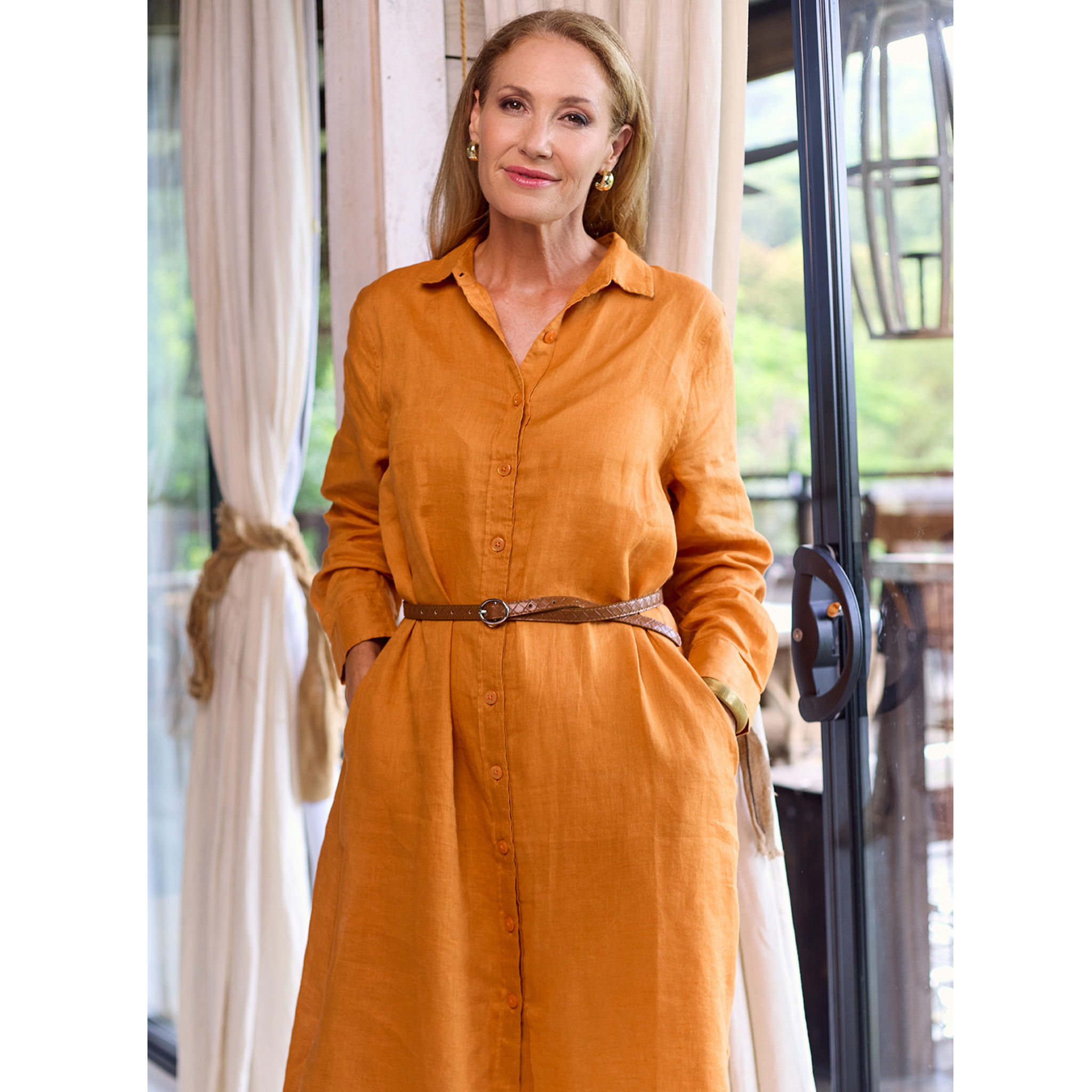 Orange Rust Everyday Organic Linen Dress