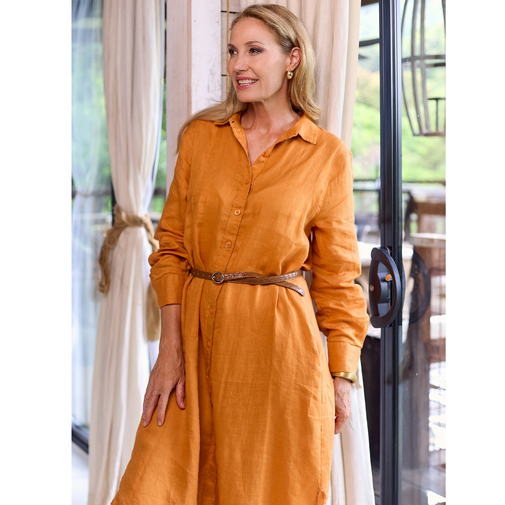 Orange Rust Everyday Organic Linen Dress