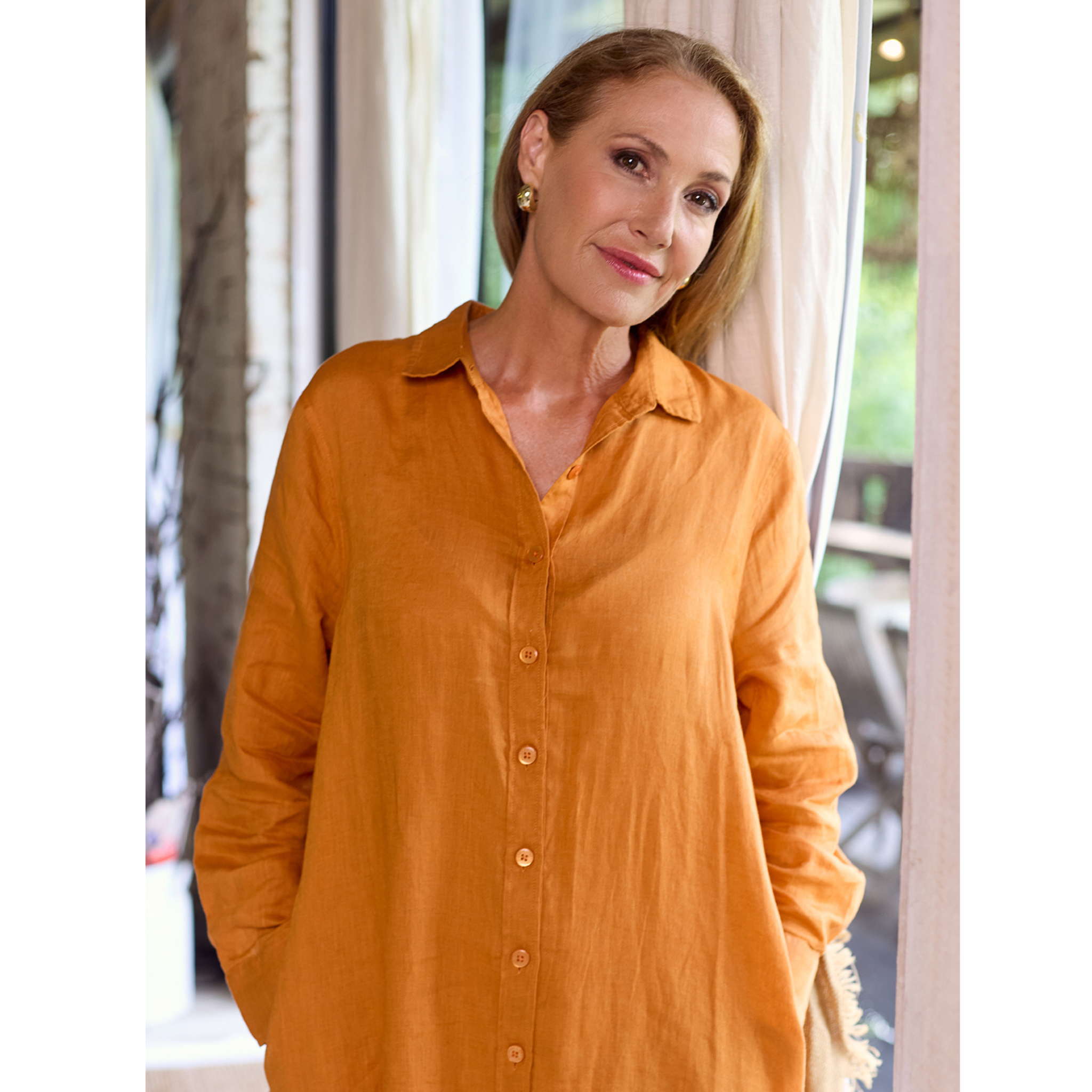 Orange Rust Everyday Organic Linen Dress