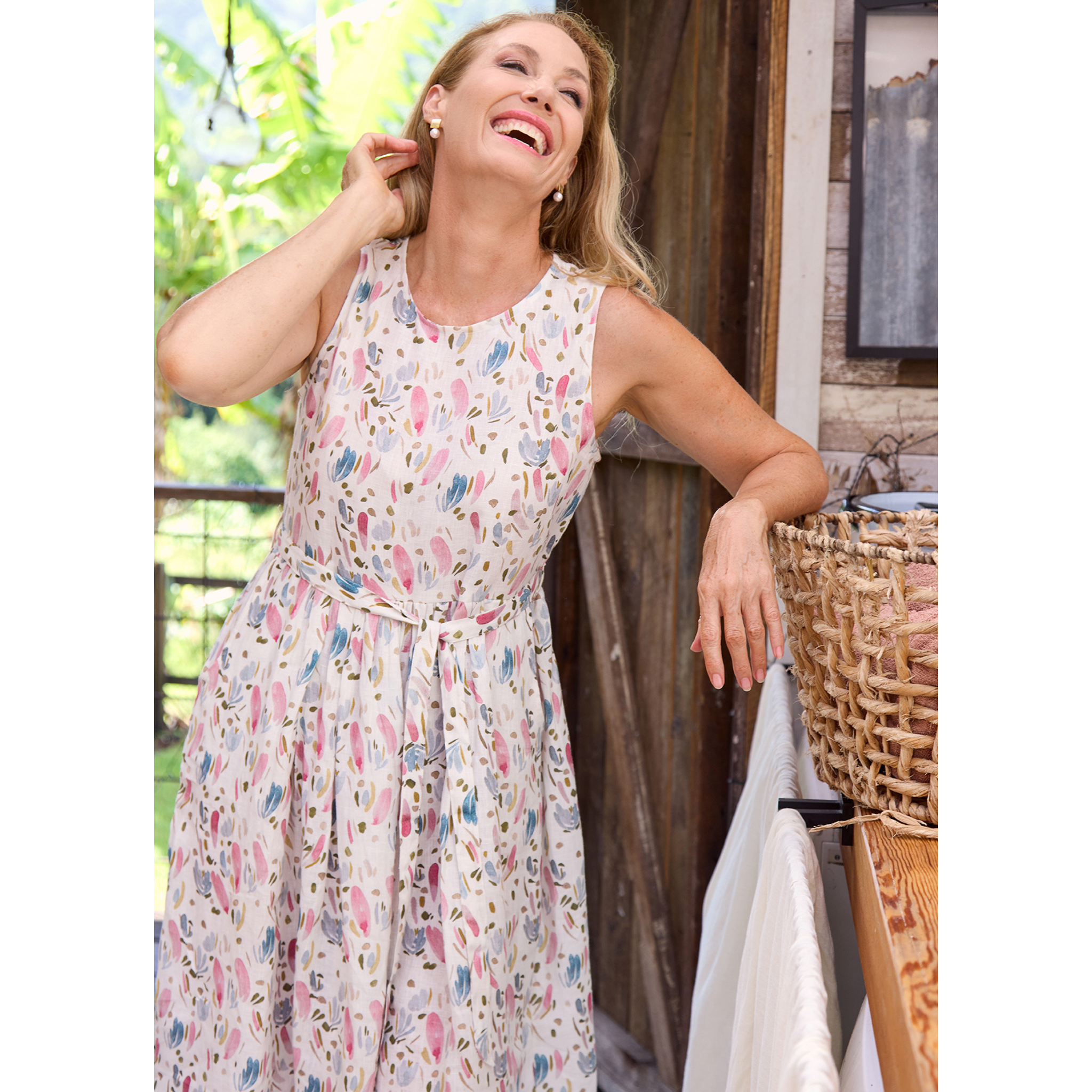 Summer Storm Floral Organic Linen Dress