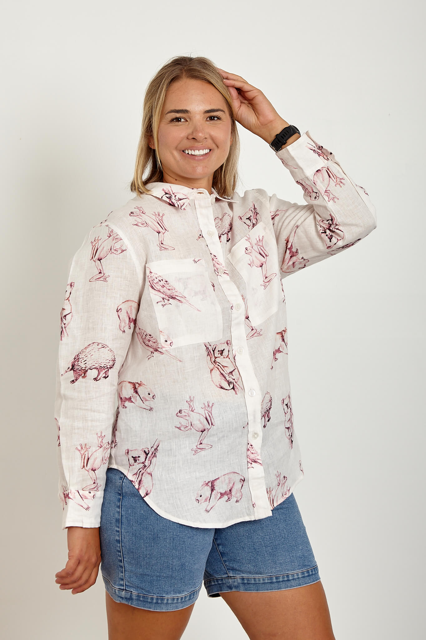 Outback Fauna Long Sleeve Organic Linen Shirt - Outback Linen Co