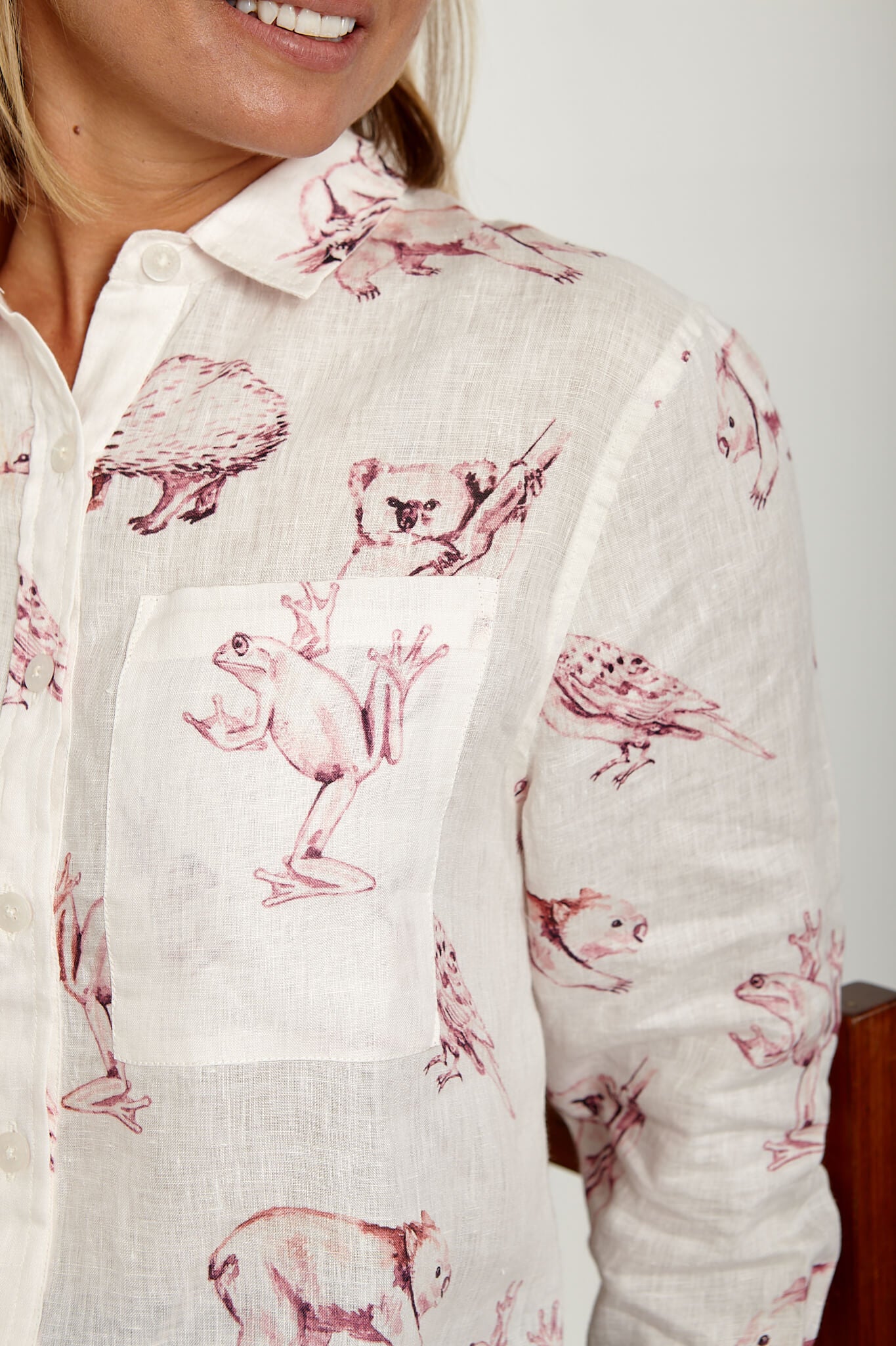 Outback Fauna Long Sleeve Organic Linen Shirt - Outback Linen Co