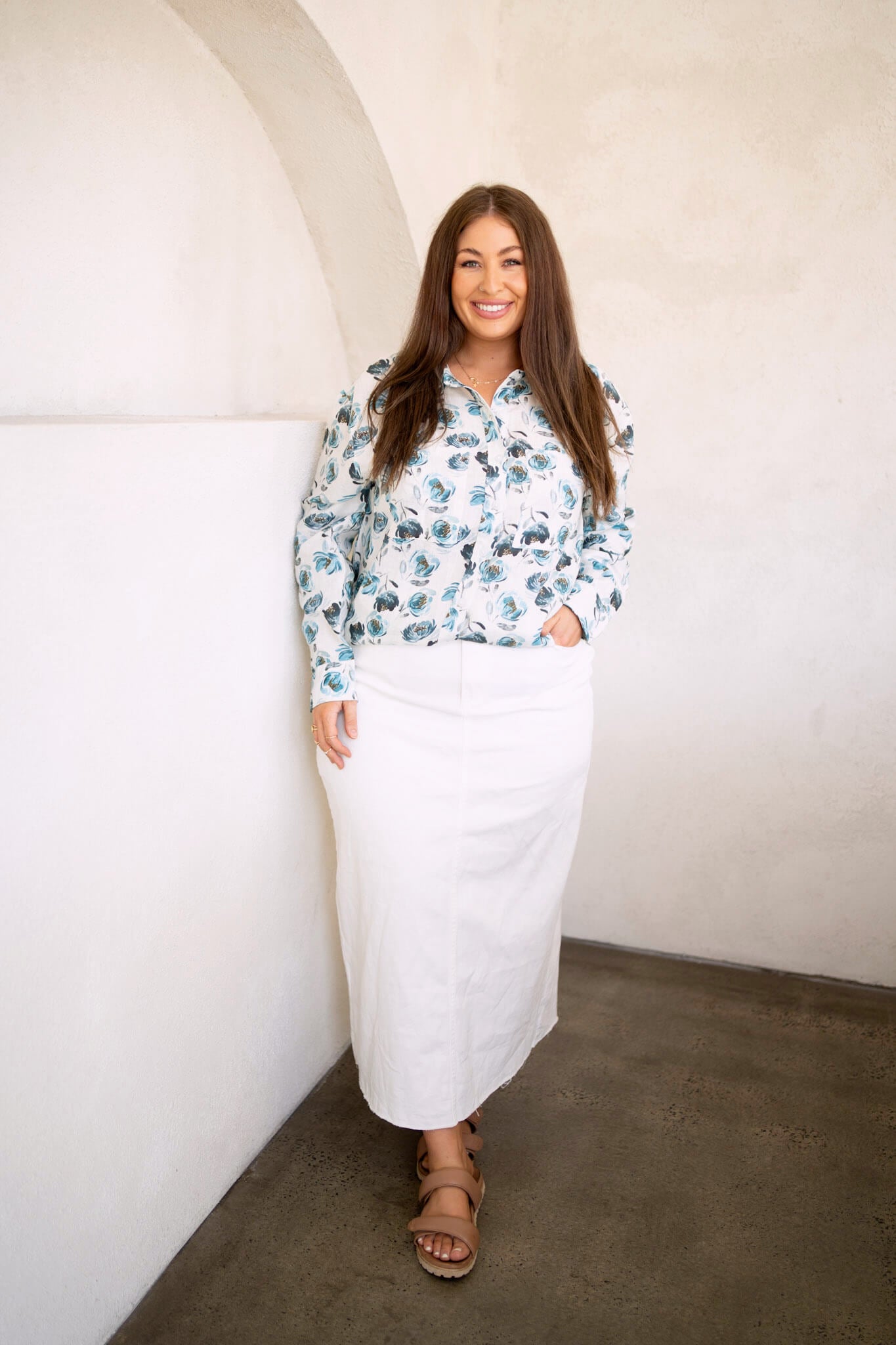 Big Skies Printed Organic Linen Shirt - Outback Linen Co