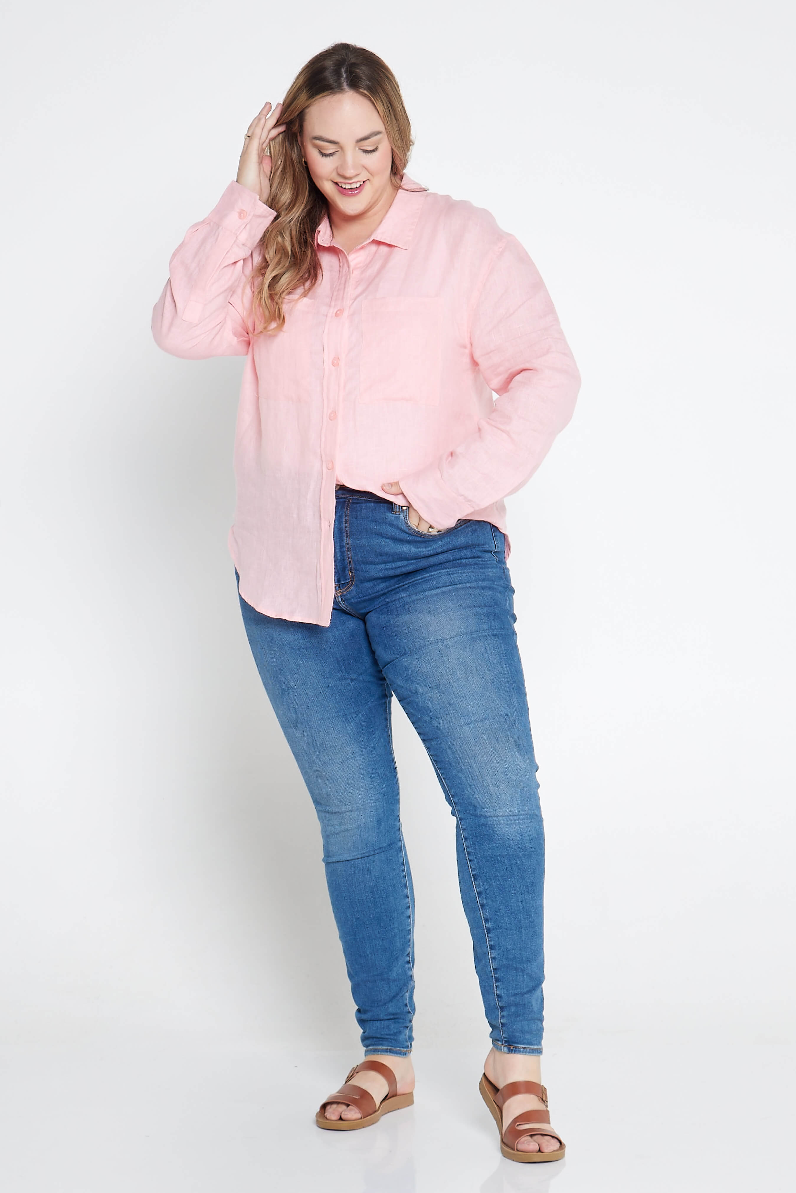 Playful Pink Organic Linen Shirt With Printed Cuffs - Outback Linen Co