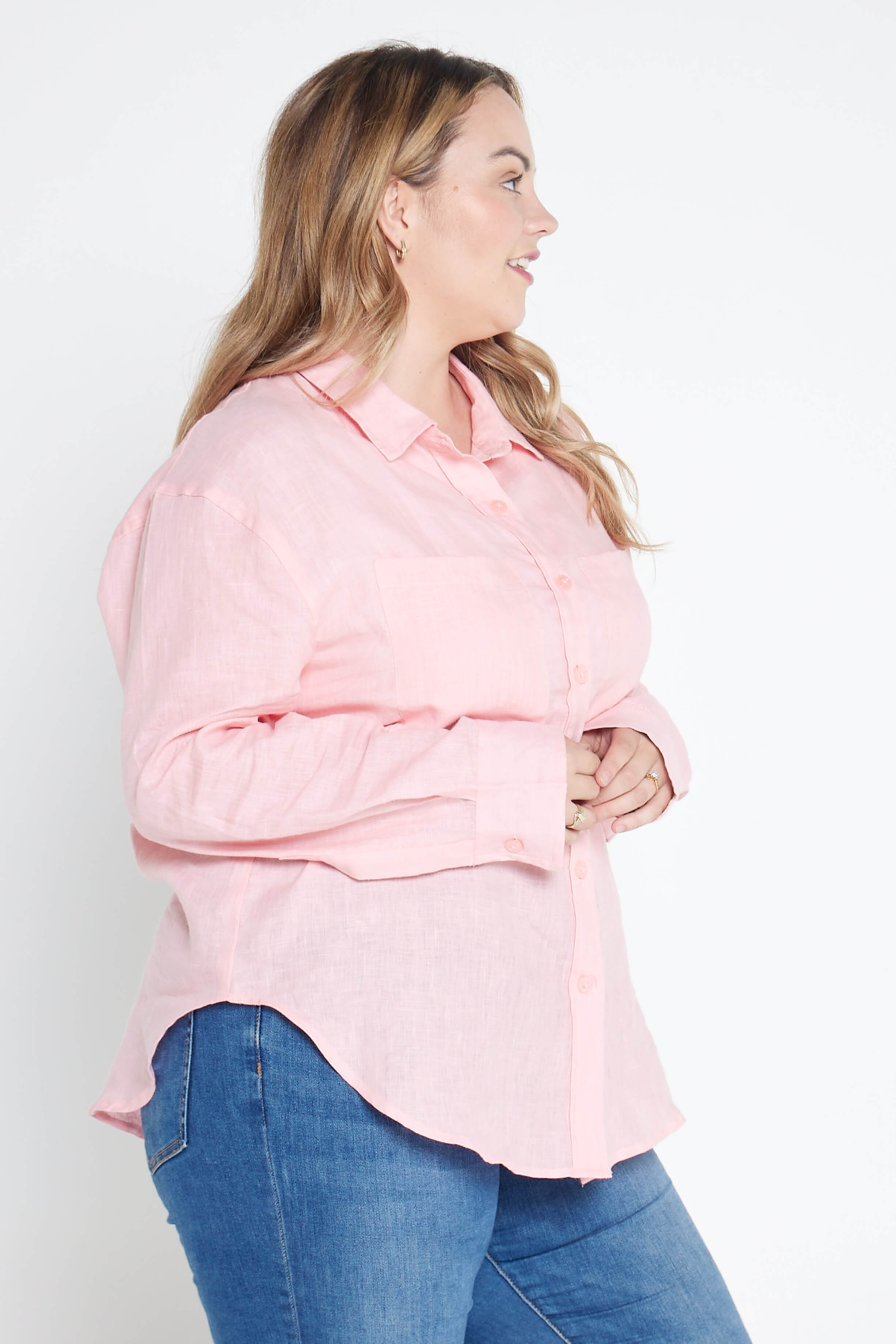 Playful Pink Organic Linen Shirt With Printed Cuffs - Outback Linen Co