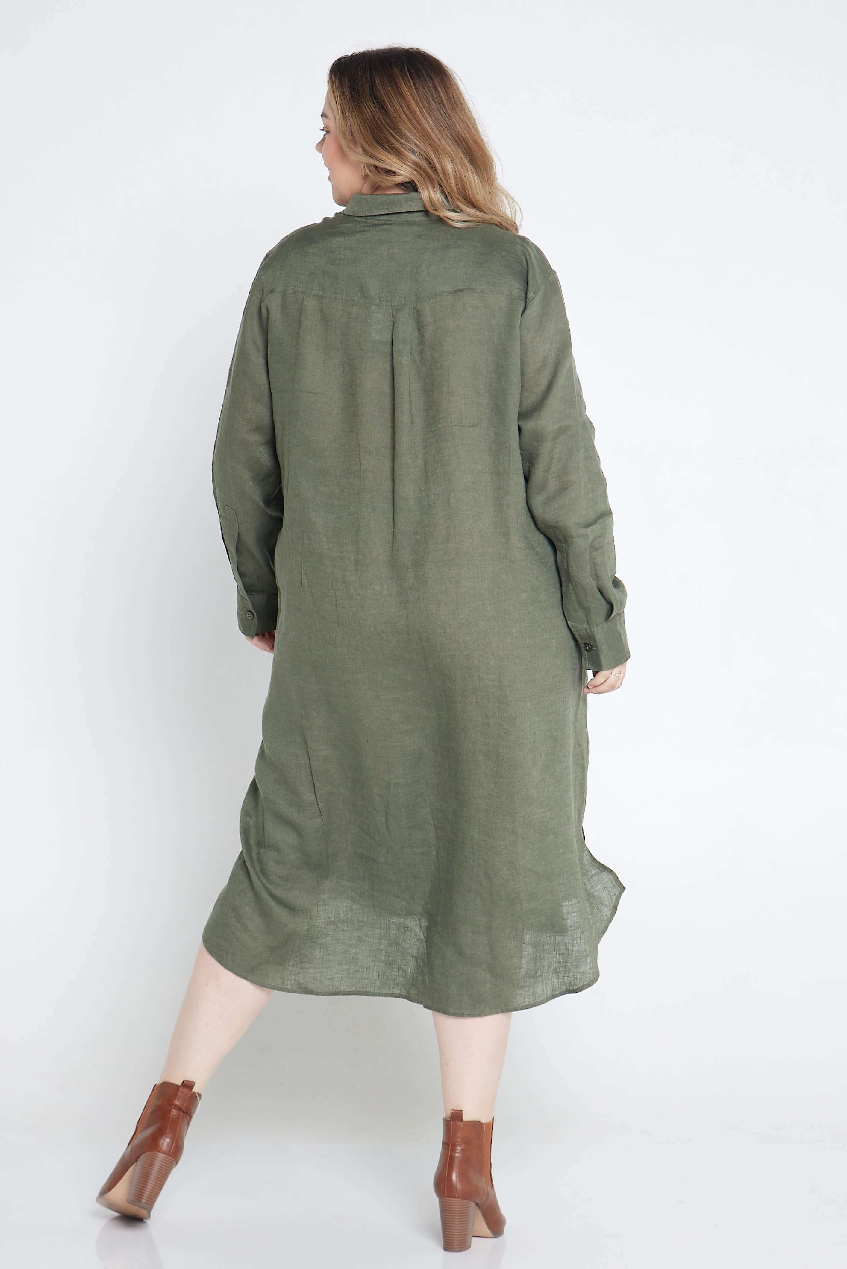 Spinifex Green Everyday Organic Linen Dress - Outback Linen Co