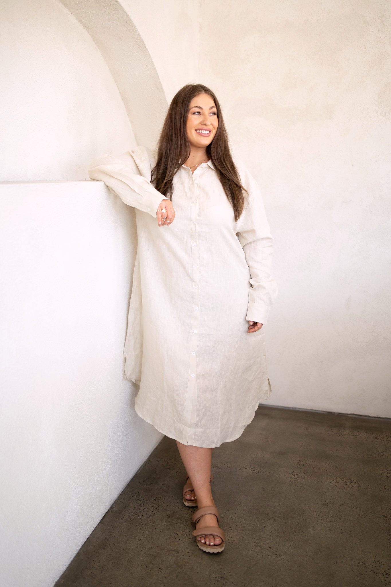 Oatmeal Everyday Organic Linen Dress - Outback Linen Co