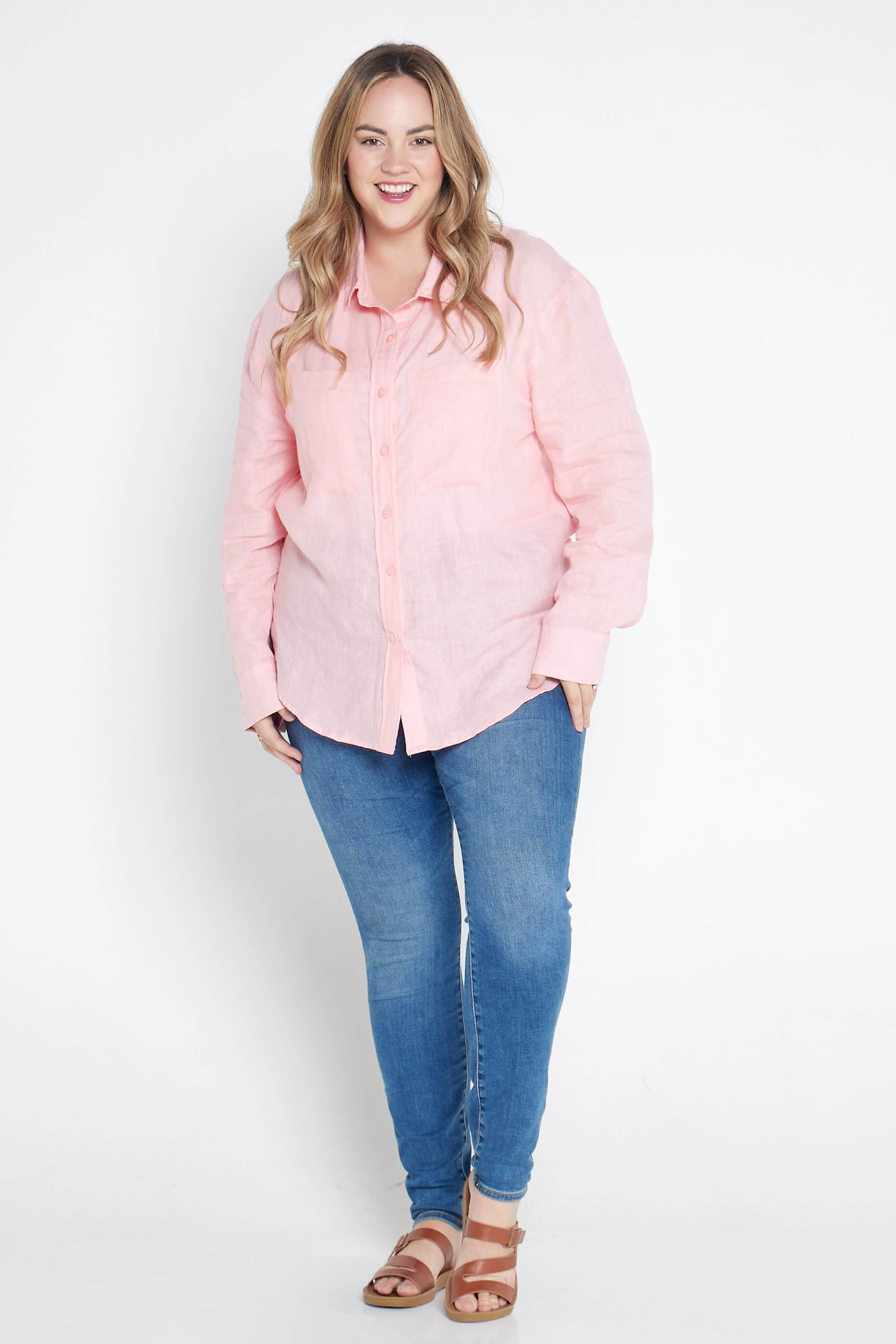 Playful Pink Organic Linen Shirt With Printed Cuffs - Outback Linen Co