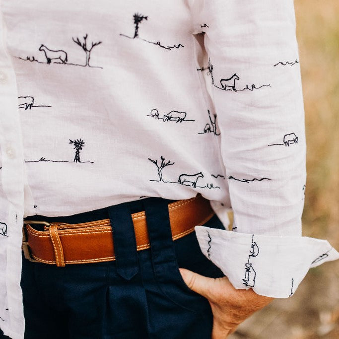 White Rural Outback Linen Shirt - Outback Linen Co