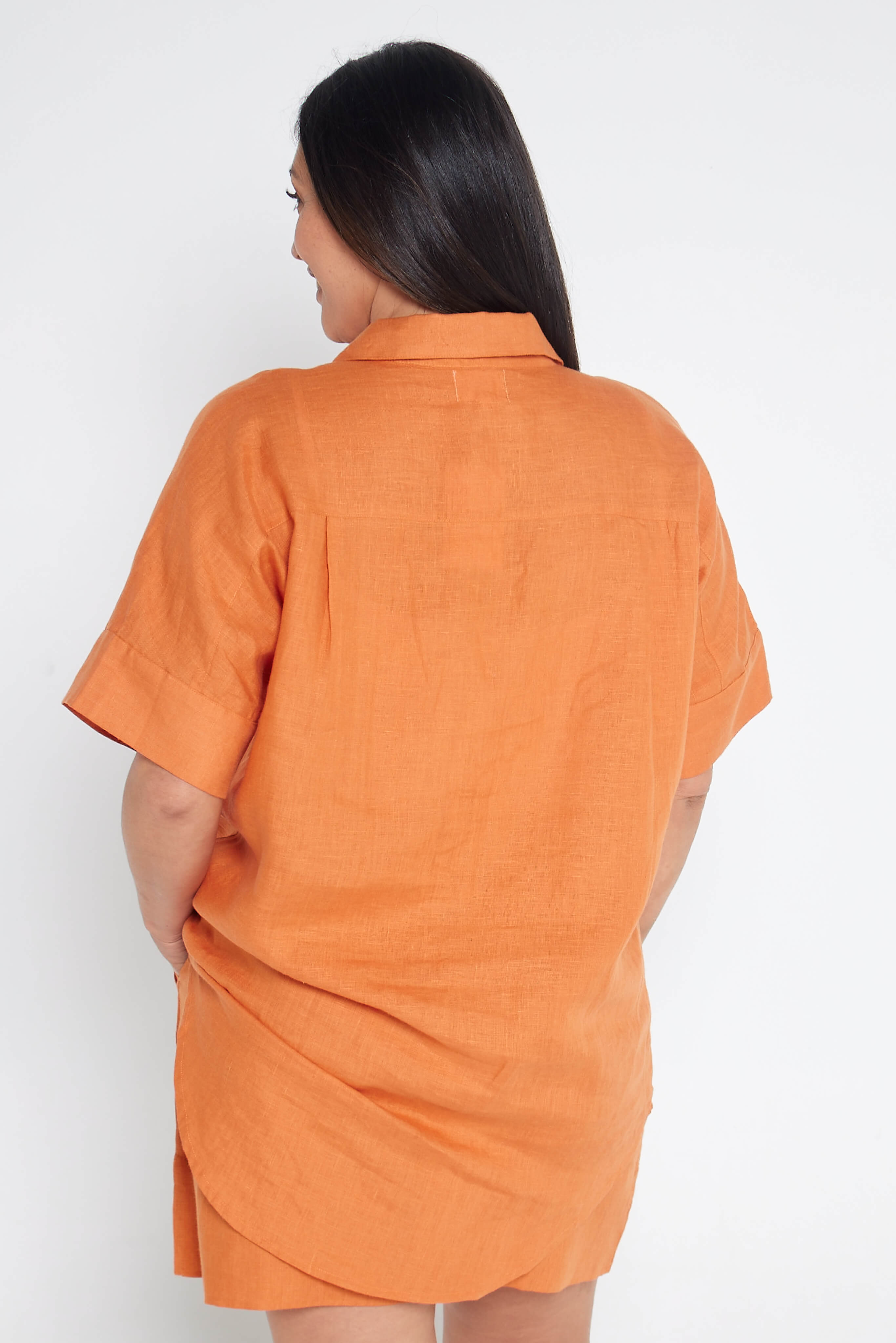 Orange Rust Organic Linen Short Sleeve Shirt - Outback Linen Co